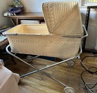 Antique White Wicker Vintage Baby Bassinet Original Vintage Nursery