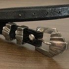 Alexander   s Western Sterling Silver Buckle W  Black Leather Belt Size 44