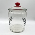 Vintage Counter Top Eat Toms Toasted Peanuts Glass Jar 5 Cents Red Embossed Lid
