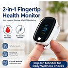 2-in-1 Fingertip Blood Glucose And Oxygen Monitor Spo2 Glucose Meter Pulse Rate