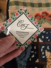 Vintage Needlepoint Christmas Stocking W  Deep Green Velvet Backing Cat Watching