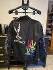 Looney Tunes Bugs Bunny Black Bomber Jacket Full Zip Embroidered Men   s L