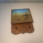 Vintage Wood Handpainted Barn Door  Key Holder 2 Pegs 4 Key Pegs Wall Hanging 
