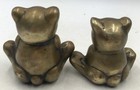 Pair Of Vintage Brass Panda Bear Figurine Eating 4      3 1 2   