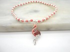 Beach Beaded Flamingo Anklet Ankle Bracelet Silver Plated Beads New