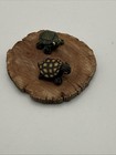 Lot Of 2 Tiny Miniature Turtles Less Than 3 4  With Small Wood Slab
