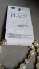 New The Childrens Place Pearl  Gold Bead Stretch Necklace  white Flower Accent