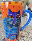 Vintage Laurel Burch Tall Ceramic Cat Mug   New Unused 