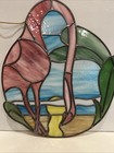 Vintage Large Stain Glass Colorful Flamingo 18   h X 17   l