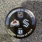 Game Used Colorado Avalanche Official Warm-up Puck Vs  Kraken 10 21 2022