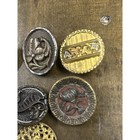 Lot 9 Antique Victorian Brass Picture Buttons Cherubs Stencil Floral Botanical
