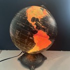 Old Deco Replogle Starlight Series Black Lighted World Globe Lamp Light Decor