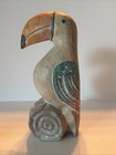 Carved Toucan Muted Pastel Colors Statue Figurine Hornbill