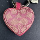 Coach Signature Heart Bag Charm Keychain Key Ring Pink Silver Monogram Y2k