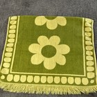 Vtg Cannon Towel Set Large Daisies Gold   Avocado Green Bath Hand   Washcloth