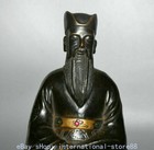 9 6  Marked Old Chinese Bronze Gemstone Buddhism Civil Official Sculpture