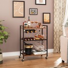 Hoobro Bar Cart 3-tier Coffee Cart Kitchen Cart Wine Cart Rolling Serving Cart