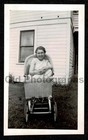 Silly Funny Woman Mom In Baby s Stroller Pram Old vintage Photo Snapshot- Aa28