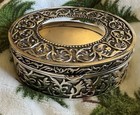 Godinger Silver Plated Oval  Jewelry Box With Blue Velvet Lining Vintage New
