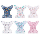 Reusable Cloth Diapers 6 Pack 6pcs Rayon From Bamboo Inserts wet Bag  One Size A