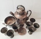 10pc Pitcher Set Derby Sp Co Intrnl Silver Co 1914 Silverplate Hand Hammered