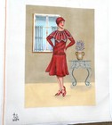 Hand Painted Needlepoint Canvas By Ts Designs  1920s Lady In Red  New 14 x10 