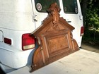 Huge 52 x34 5  Antique Walnut Victorian Bed Pediment Wooden Crown Crest Topper
