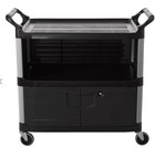 Rubbermaid   Fg409500bla Xtra Black 300 Lb  Equipment Cart With Lockable Doors
