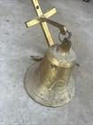 Solid Brass Ship s Bell W Anchor Wall Mount Nautical Decor  vtg
