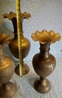 Vintage Floral Engraved Brass Vases-set Of 3