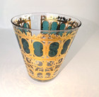 Set Of 5 Vintage Culver Emerald Scroll 12 Oz On The Rocks Glasses With 22k Gold