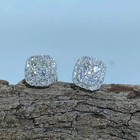 2 Ct Round Cut Created Diamond Men s Cluster Stud Earrings 14k White Gold Plated