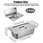 4 Pack 1 3 Size 3-5 8  Depth Hotel Pan With Lids  Stainless Steel Steam Table   
