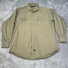 Vtg Polo Ralph Lauren Country Mens Medium Brown Work Shirt 90s Hunt Safari
