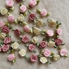 100pcs 15mm Multicoloured Mini Rose Flowers Satin Ribbon Bows Appliques Diy S   