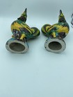 Chinese Export Porcelain Roosters Green Glaze - 15    Tall - A Pair