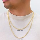10k Yellow Gold 4mm Rope Chain Laser Diamond Cut Necklace Mens Womens 16 - 30 