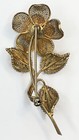 Antique Italian 800 Silver Filigree Gold Wash Violet Flower 2 75    Pin Brooch 6g