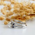 Solid 14k White Gold Moissanite Bridal Set Engagement Ring 2 50ct Round Cut Vvs1