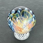 Contemporary Handmade Art Glass Marble 1 18  Fumed Blue Orange Green Implosion
