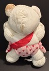 Vintage 1989 Avon Hugs   Kisses White Teddy Bear Plush Pink Hearts 9   