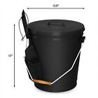 Steel Ash Bucket With Shovel Black Fireplace Stoves 4 75 Gallon 13 Inch High