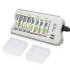 Ebl Battery Charger With 4 aa  And 4 aaa Ni-mh Ni-cd Rechargeable Batteries Set