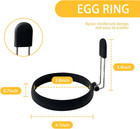2 Pack Black Nonstick Silicone Egg Rings  Upgraded Leak-proof Liquid Egg Bite Mo