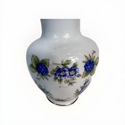Holl  h  za Hungary Porcelain Vase Blue Floral Gold Trim Vintage
