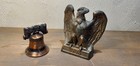 Vintage 1965 Brass Colonial Eagle Bookends 1776 Patriotic Usa With Liberty Bell