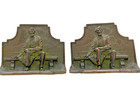 Antique Solid Bronze L-shape Bookends Abraham Lincoln Seated On Bench