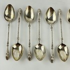 Antique German Set Of 12 Solid    800    Silver Hoof Topped Twist Stem 10 8cm Spoons