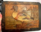 Vintage 1940s Hand Carved 3d Signed Wood Relief  Duck Wall Plaque Decor Folk Art