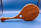 Vintage Handheld Beveled Mirror   Solid Wood Smooth Rounded Handle   14 Inches